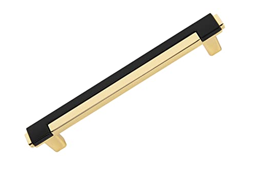 CAYBO 3.77 Inch (96mm) Gold Drawer and Cabinet Handle Set Unique Modern Kitchen Cabinet Pulls and Handles Chrome with Black Trim, Pack of 5 - color: Gold Black, size: 5 Pack 3.77"/96mm