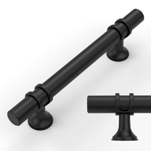Amerdeco 10 Pack Matte Black Cabinet Pulls 3.75 Inch(96MM) Hole Centers Kitchen Cabinet Handles Cabinets Hardware Drawer Pulls ZH0058 - color: Matte Black, size: 3.75"/96MM Hole Center