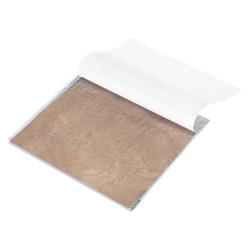 MECCANIXITY 5 Sheet Gold Leaf Sheets, 5.5"x5.5" Imitation Gold Foil Sheets Variegated Booklet Paper for Crafts, Picture Frames, Nails and DIY Arts Decoration,Coffee Bronze - color: Coffee Bronze