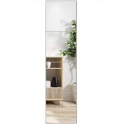 Glass Full Length Wall Mirror Tiles, 10" x 10" x 4PCS Home Gym Mirror - size: 10"x10"-4pcs