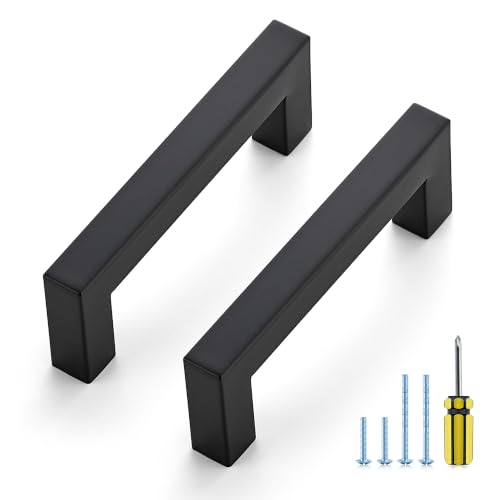 Ravinte Matte Black Square Pulls Cabinet Handles,3-1/2 Inch,30 Pack - color: Matte Black, size: 3-1/2 Inch Hole Center