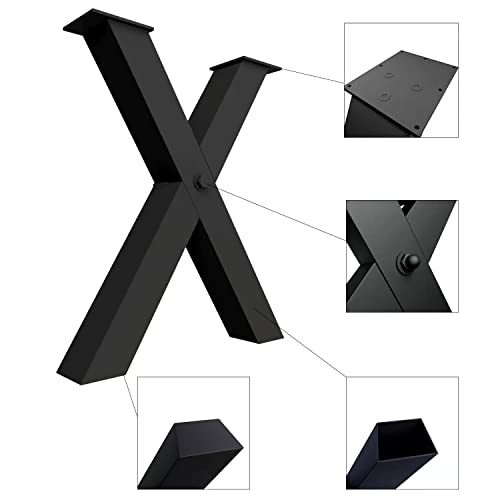 Orgerphy 30" Black Metal Table Legs (2PCS)| Dining Table Legs X-Frame Heavy Duty Furniture Legs Desk Legs Bench Legs | Metal Legs for Coffee Table Furniture Bench Legs (30”H x 25.2”W) - size: 30 inch