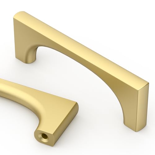 Asidrama 10 Pack 3 Inch(76mm) Brushed Gold Cabinet pulls Kitchen Cabinet Handles, Cabinet Pulls Kitchen Cabinet Hardware for Cupboard Drawer Pulls 2321 - color: Brushed Gold, size: 3" Hole Center, style: 10 Pack