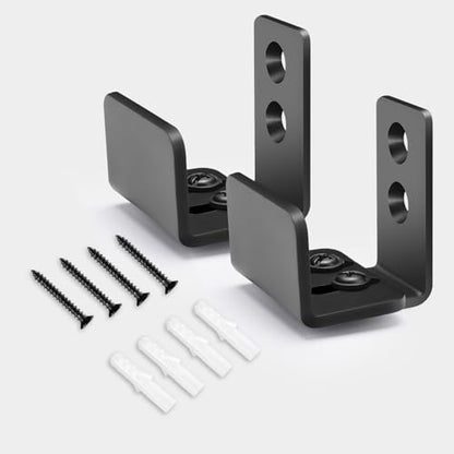 Sliding Barn Door Bottom Floor Guide, U Shape Adjustable Stay Roller, Flexible Adjustable Fit Distance, Flush Flat Bottom Design, Wall Mount System, for Door & Cabinet, 2 Pack