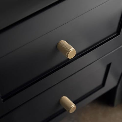 Goo-Ki 6 Pack Champagne Bronze Knurled Cabinet Knobs – Textured Cylinder Drawer Pulls for Modern Kitchen Furniture, Dresser - color: Champagne Bronze