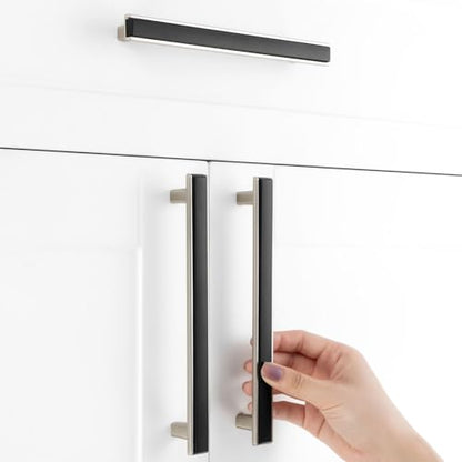 Black and Nickel Cabinet Pulls Drawer Handle 6-1/4 Inch 5 Pack 2281 - color: Matte Black & Brushed Nickel, size: 6-1/4 In Hole Distance, style: 5 Pack