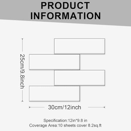 10 Sheets Thick Peel and Stick Backsplash, Self Adhesive Wall Tiles, Stick on Backsplash for Kitchen and Bathroom, 12"x9.8", White - color: Whtie