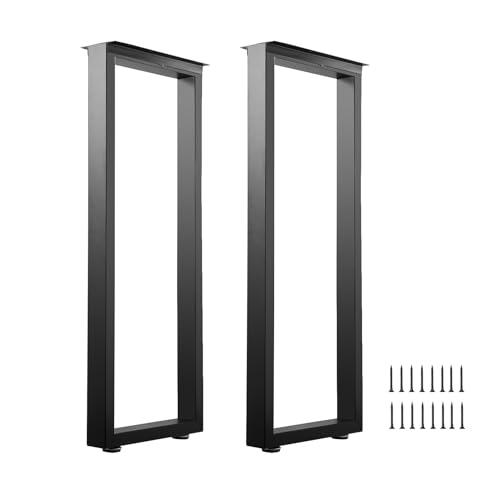 ALLCOS 36 Inch Metal Bar Table Legs, Heavy Duty Dining Table Leg Desk Legs with Adjustment Feet, Black, Set of 2 - size: 36 Inch