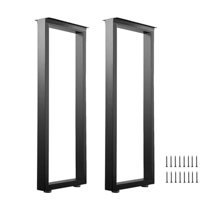 ALLCOS 36 Inch Metal Bar Table Legs, Heavy Duty Dining Table Leg Desk Legs with Adjustment Feet, Black, Set of 2 - size: 36 Inch