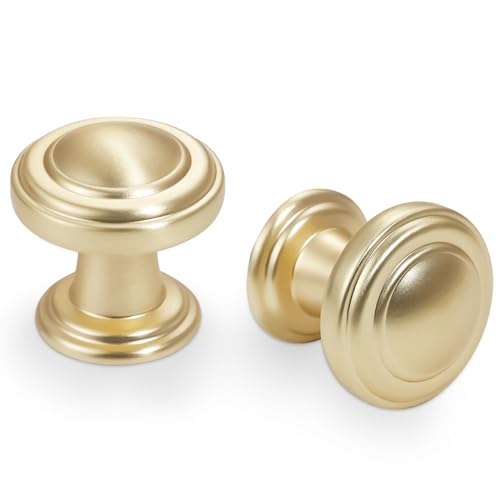 10 Pack Kitchen Cabinet Handles Brushed Brass Cabinet Knobs Gold Drawer Knobs Solid Kitchen Hardware - color: Brushed Brass, size: Knobs