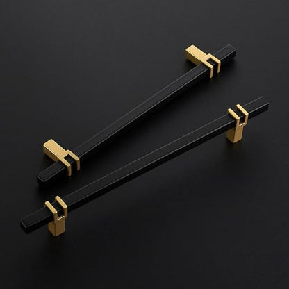 HOME EDIT 25 Pack 7-1/2 inch Cabinet Handles, Kitchen Cabinet Handles Matte Black and Gold Drawer Pulls Zinc Alloy Square Bar Kitchen Pulls - color: Black and Gold, size: 7-1/2 Inch Hole Center