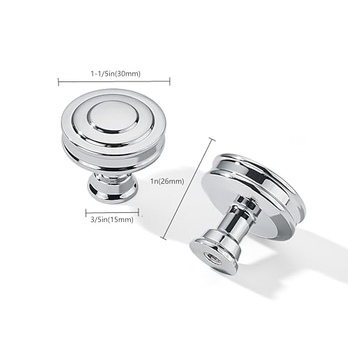 khtumeware 10 Pack 1-1/4 Inch(32mm) Polished Chrome Round Cabinet Knobs Heavy Duty Soild Cabinet Knobs Kitchen Cabinet Hardware for Cupboard Drawer Handles - color: Polished Chrome, size: 1-1/4"(32mm)Diameter