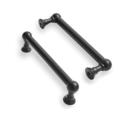 2 Pack Heavy Duty Solid Cabinet Pulls - Elegant Matte Black Handle for Drawers and Cabinets, 3-1/2 Inch Hole Center, Modern Kitchen & Bathroom Hardware. - color: Black, size: 3-1/2 Inch hole center