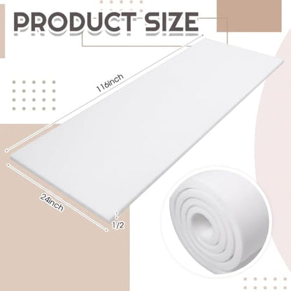 Amylove 1 Pack Upholstery Foam Sheet, 1/2" X 24" X 116",White - color: White, size: 1/2" X 24" X 116"