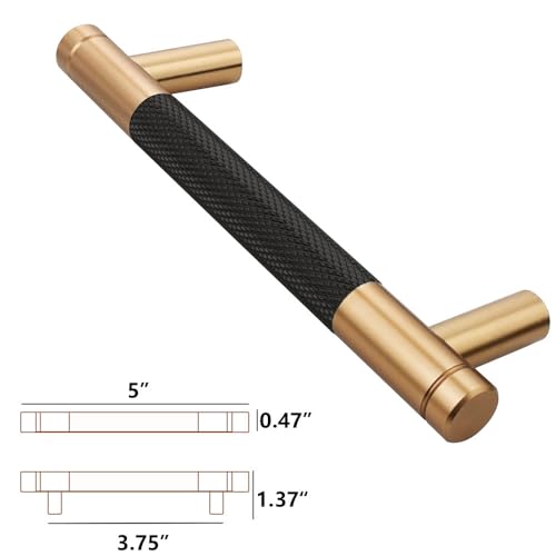 24 Pack 3 3/4 Inch 96 mm Bar Cabinet Pulls Bronze and Black Knurled Handles for Bronze and Black Drawer Pulls Cupboard Aluminum Handles - color: Bronze and Black, size: 3 3/4 Inch