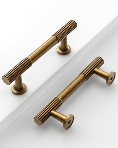 Antique Brass Cabinet Handles Kitchen Pulls 3 Inch 10 Pack - color: Antique Brass, size: Handle - 3"/76MM Hole Center