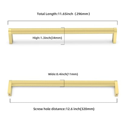 10 Pack Brushed Gold Cabinet Pulls knurled 12-5/8 Inch Hole Centers Kitchen Cabinet Handles Gold Drawer Pulls Cabinet Hardware - color: Brushed Gold, size: 12-5/8'' Hole Center(320mm)