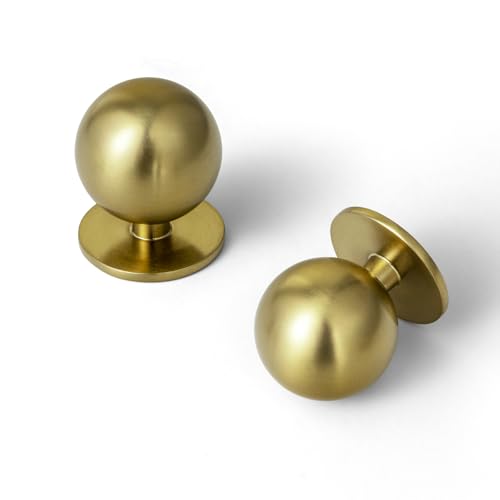 Set of 12 -Sleek Round Brushed Gold Cabinet Knobs - Modern and Minimalist Hardware for Stylish Home Enhancement - 1 1/8 Inch Diameter - color: Brushed Gold, size: 1 1/8" Diameter