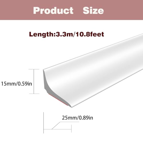 Water Dam Silicone Waterproof Barrier Bathroom and Kitchen Water Strip Coving Edging Strip（White-3.3m） - color: White, size: 0.59in*0.89in*10.8ft