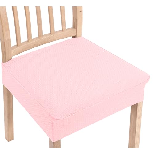 Smiry Stretch Jacquard Seat Covers for Dining Room Chairs Set of 2 - color: Blush Pink, size: Set of 2