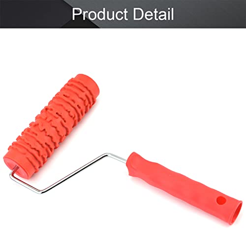 Utoolmart 7" Home Wall Rubber Paint Roller 175mm Wooden Grain Painting Roller with Plastic Handle 1Pcs - size: EG045T