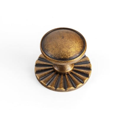 6Pack Antique Brass Cabinet Knob with Backplate Round Drawer Knob - color: Antique Brass, style: Daisy
