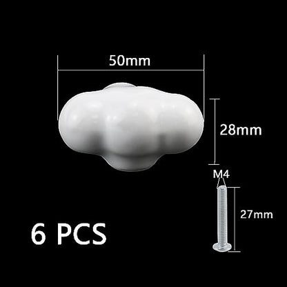 Dnyta 6 Pcs Clouds Shaped Ceramic Knobs Decorative Pulls Glossy Drawer Knob - style: White,Clouds Shaped