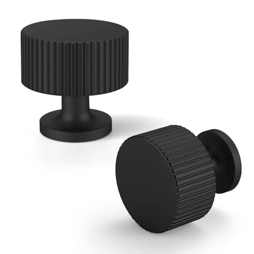 Matte Black Cabinet Knobs 6 Pack Round Pulls for Kitchen and Dresser - color: Black