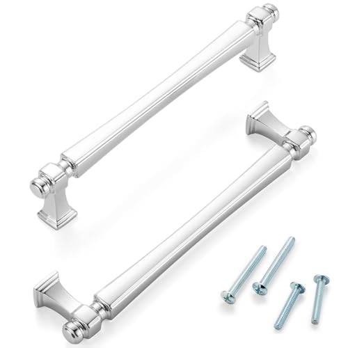 5 Inch Polished Chrome Cabinet Pulls 10 Pack French Style P2501 - color: Polished Chrome, size: 5 Inch Hole Centers
