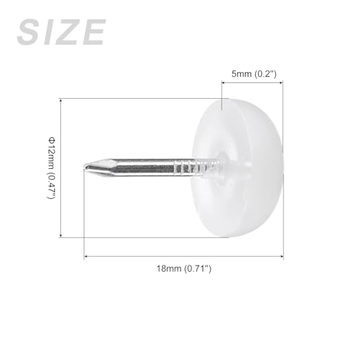 METALLIXITY Furniture Feet Nail (12mm/0.47in) 20Pcs, Plastic Round Chair Glides Sliders - for Chairs Sofa Furniture Sliders Protector Pad, White - size: 12mm/0.47in