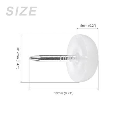 METALLIXITY Furniture Feet Nail (12mm/0.47in) 20Pcs, Plastic Round Chair Glides Sliders - for Chairs Sofa Furniture Sliders Protector Pad, White - size: 12mm/0.47in