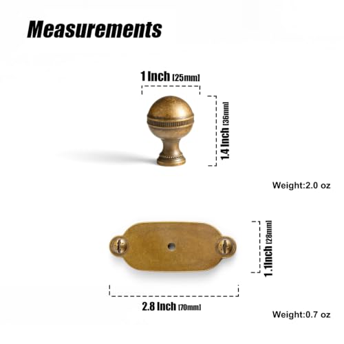 Goo-Ki Cabinet Knobs with Backplate, Antique Brass, 6 Pack - color: Antique Brass, style: Industrial Rivet Style