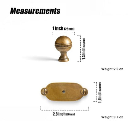 Goo-Ki Cabinet Knobs with Backplate, Antique Brass, 6 Pack - color: Antique Brass, style: Industrial Rivet Style