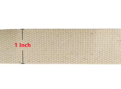 Abbaoww 11 Yards Natural Heavy Cotton Webbing 1 Inch for Sewing DIY Craft Bags Making Outdoor Supplies (1 Inch) - size: 1 Inch