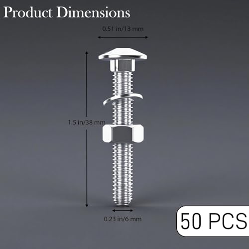 50 Pcs Bench Slats Replacement Kit - M6x35mm Galvanized Hardware Set for Metal Frame Benches - Fits 17mm-21mm Wood Slats Including Rustic Oak