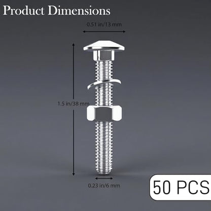 50 Pcs Bench Slats Replacement Kit - M6x35mm Galvanized Hardware Set for Metal Frame Benches - Fits 17mm-21mm Wood Slats Including Rustic Oak