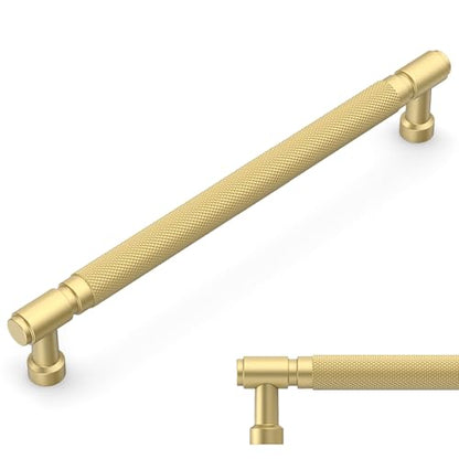 Amerdeco 10 Pack Brushed Gold knurled Cabinet Pulls 10" - color: Brushed Gold, size: 10" hole center