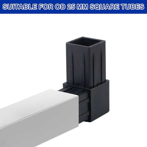 8 PCS 25mm Plastic Square Tube Connector, 2 Way L Shaped 90 Degree Elbow Clamp, Pipe Connectors for OD 25mm Square Tube, for Handrails, Shelf, Fence (Black) (L-2Way) - style: L-2Way