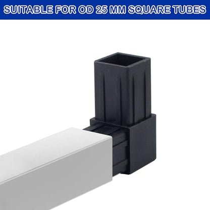 8 PCS 25mm Plastic Square Tube Connector, 2 Way L Shaped 90 Degree Elbow Clamp, Pipe Connectors for OD 25mm Square Tube, for Handrails, Shelf, Fence (Black) (L-2Way) - style: L-2Way