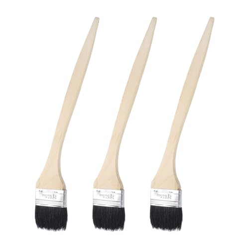 uxcell 3pcs Bent Radiator Paint Brush 2.5" Width Curved Wall Paint Soft Bristle Brushes with Long Wood Handle for Painting DIY Wall Treatment - size: 2.5"