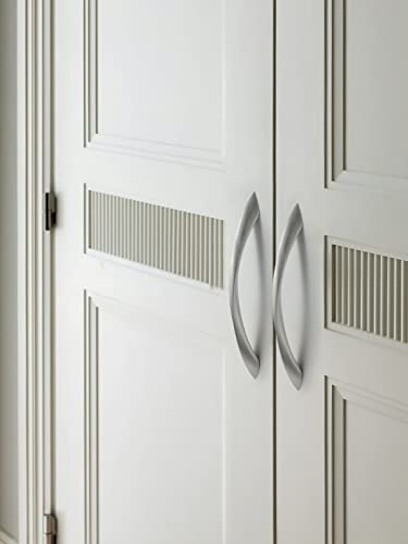 5 Pack Brushed Nickel Cabinet Pulls 6.3 Inch Arch Twisted Silver Handles Drawer Kitchen Cupboard Bathroom Dresser Cabinet Hardware Zinc Alloy - color: Brushed Nickel, size: 6.3 inch Hole Centers