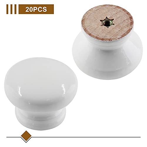 Zorfeter Wood Drawer Knobs, White, 20 Pcs - color: White Mushroom