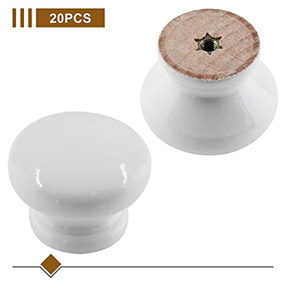 Zorfeter Wood Drawer Knobs, White, 20 Pcs - color: White Mushroom