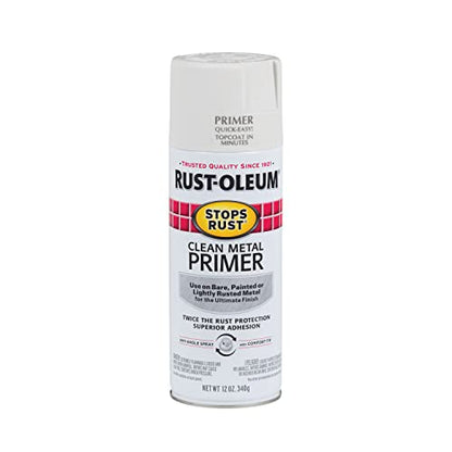 Rust-Oleum 7780830 Stops Rust Clean Metal Primer Spray, 12 oz, Flat White - size: 12 Ounce (Pack of 1)