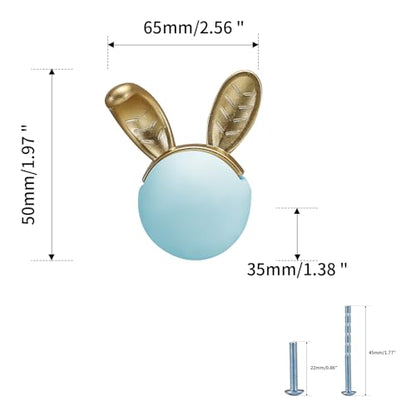 6 pcs Blue Rabbit Cute Cartoon Ceramic Cabinet Handles Kitchen knobs Door Pull Drawer Pulls for Kitchen Wardrobe Children's Room - color: blue rabbit