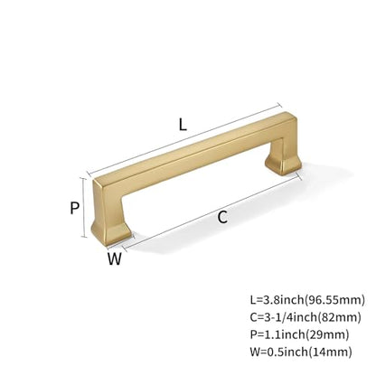 khtumeware 10 Pack 3-1/4inch(82mm) Hole Center Brushed Brass Cabinet Pulls Heavy-Duty Satin Brass Cabinet Hardware Pulls for Kitchens, bathrooms and Dresser Handle - color: Brushed Brass, size: 3-1/4inch(82mm) hole center