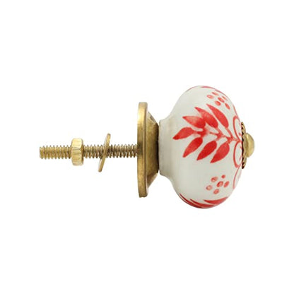 Dresser Knobs - Countryside Handmade Ceramic Drawer Handle Kitchen Cabinets Cupboard Wardrobe Pulls Farmhouse Boho Furniture Hardware - Red Bale - Pack of 4 - color: Red Bale