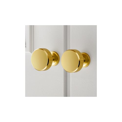VEHCIL 20 Pack Round Brushed Gold Cabinet Knobs,Single Hole Gold Knobs for Cabinets and Drawers Cupboard Closet Bathroom Dresser Hardware,Solid Zinc Alloy - color: Brushed Brass Gold (20PACK), size: 1.1 Inch