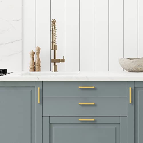 Ravinte Gold Cabinet Pulls, 10 Pack 4-1/2 in Kitchen Cabinet Handles - size: 4-1/2 in Hole Center