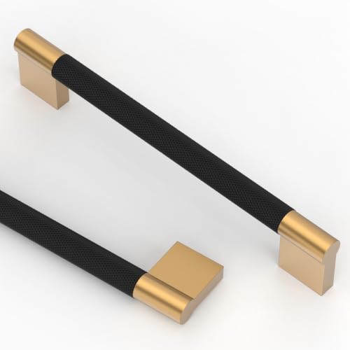 Asidrama 10 Pack 6.3 inch Matte Black and Champagne Bronze Cabinet Pulls - color: Black-Champagne Bronze, size: 6.3" Hole Center(160mm)